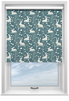 Bunny Meadows, Teal - Roller Blind